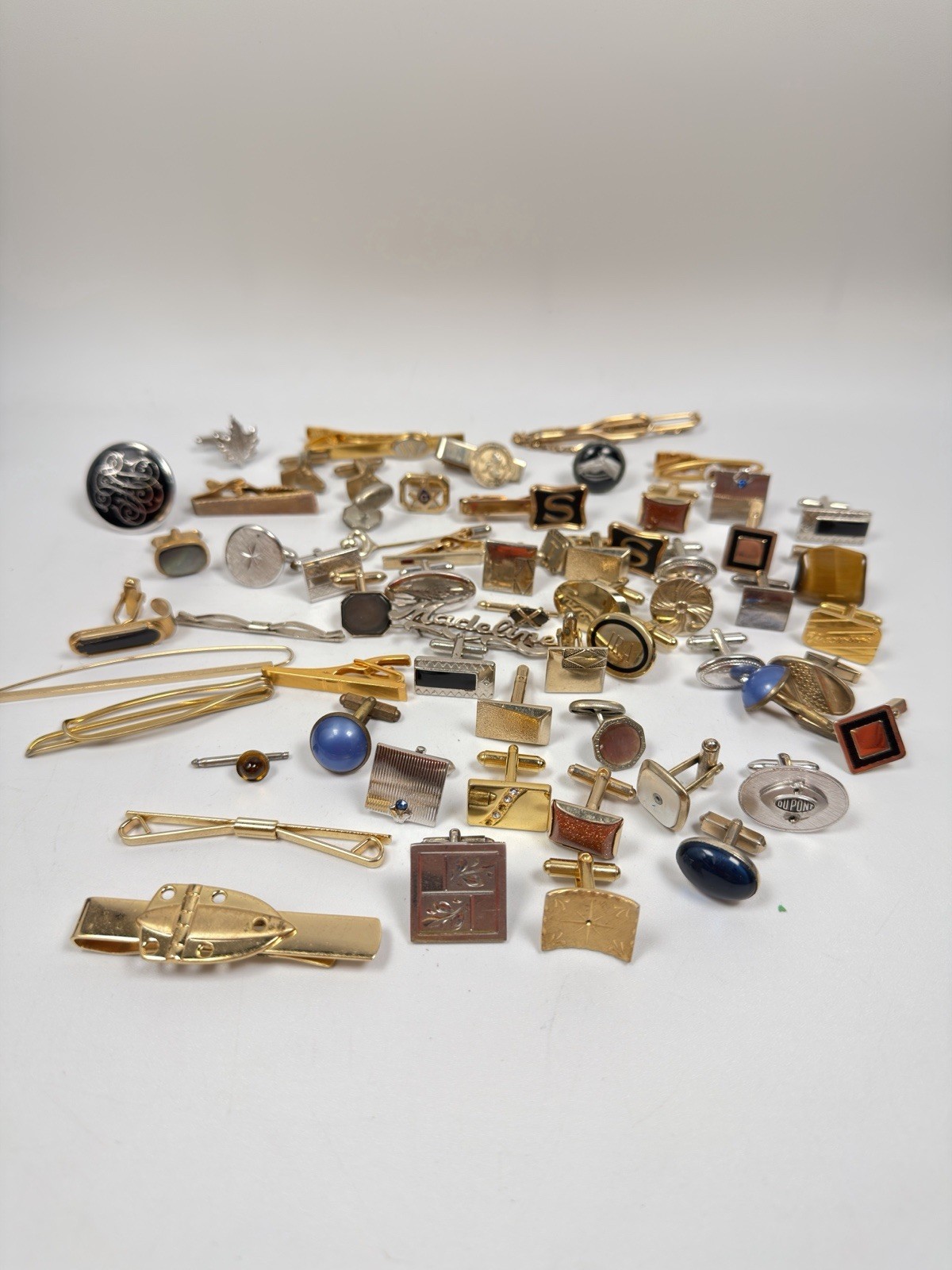 Vintage Cufflinks Tie Clips Lot 62pc Swank Mid Century Men's Jewelry Mixed