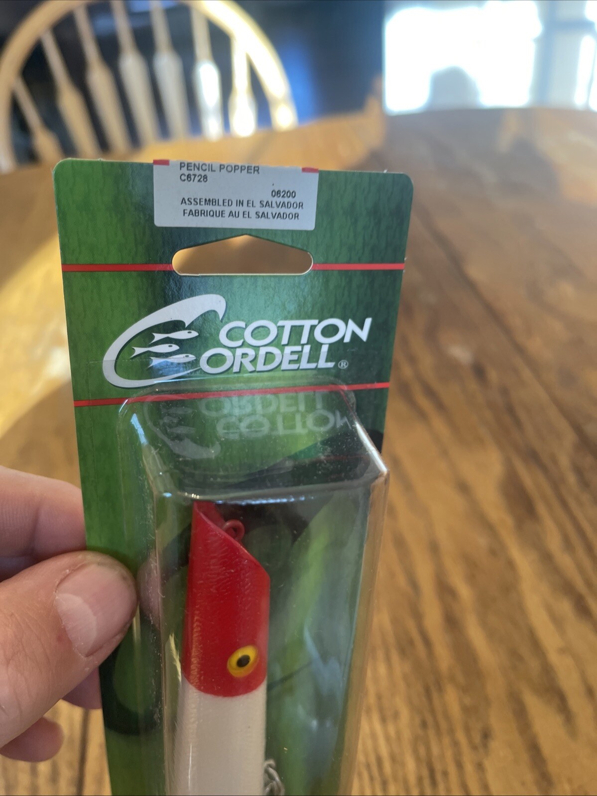 Cotton Cordell Pencil Popper Topwater Lure 7", 2 oz Pearl Red Head C8728