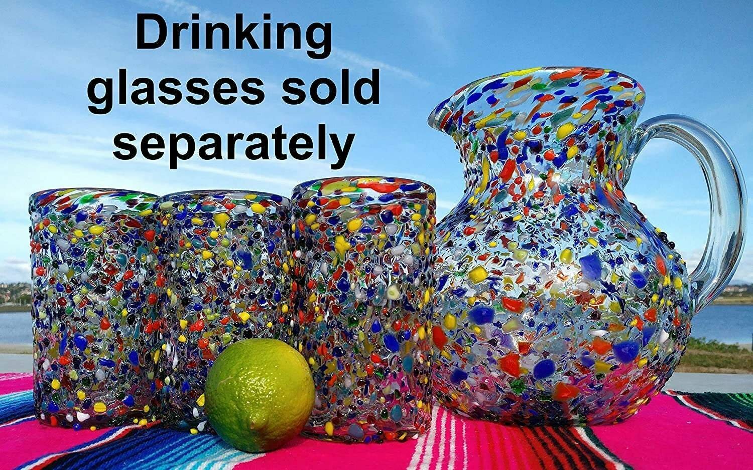 Confetti Rock Design Glass Pitcher - Juice, Margaritas, Water, Lemonade (84 oz)