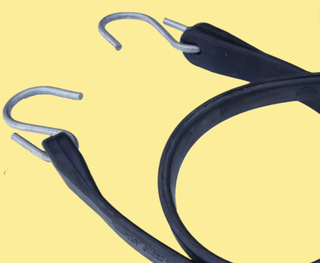 Set of 50 21-inch JB natural rubber tarp securing straps, used for securing good