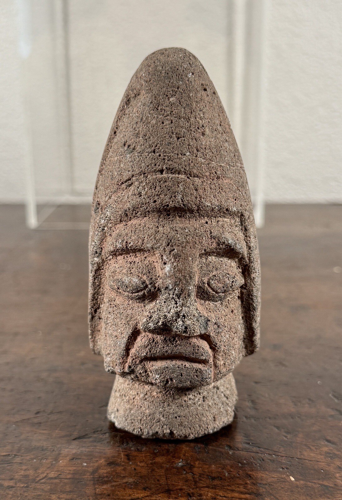 Antique Pre-Columbian Huastec Carved Stone Trophy Head Veracruz Effigy Figure
