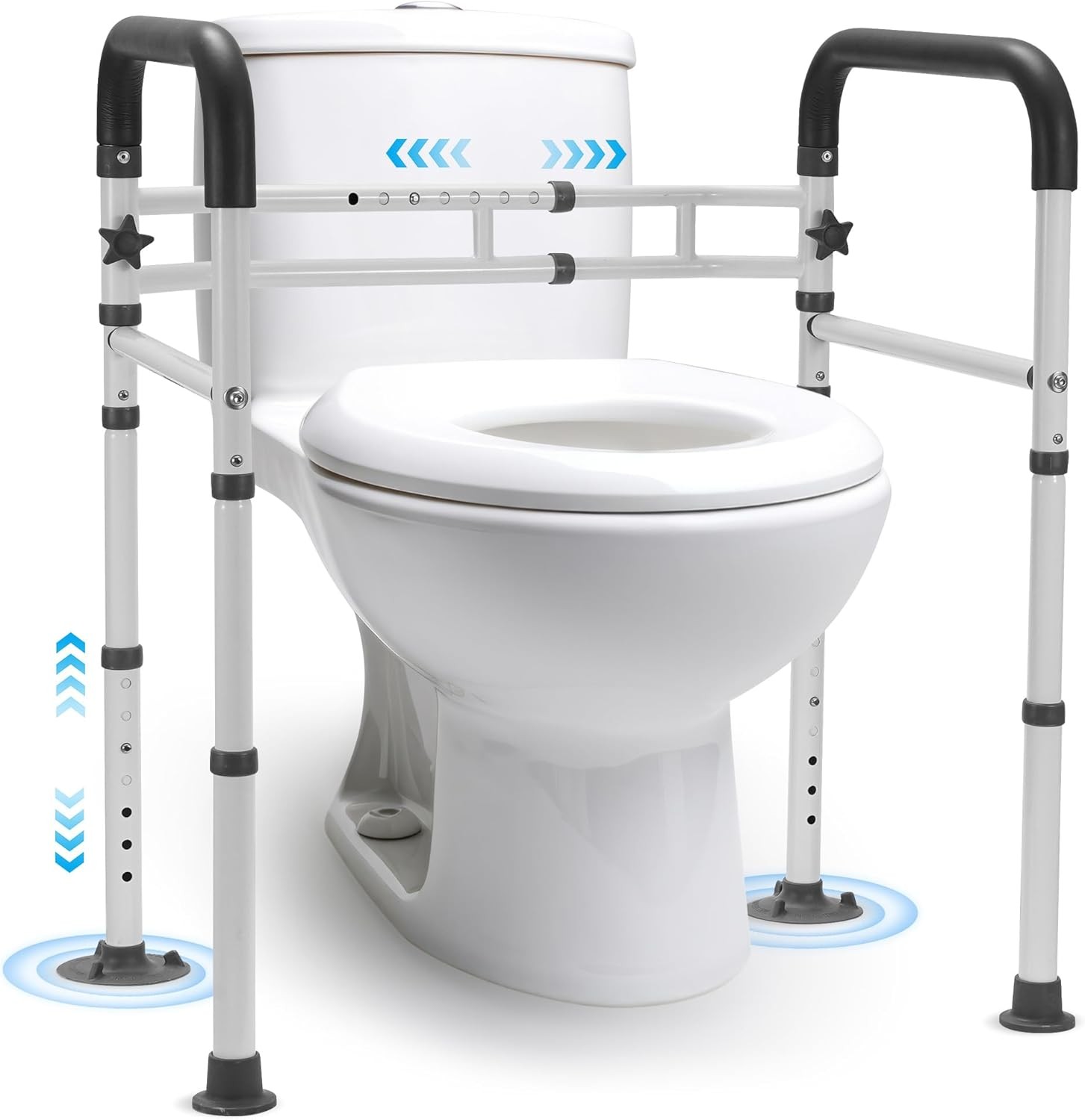 Toilet Frame for Seniors, Elderly & Disabled, Toilet Rails Adjustable, Foldable