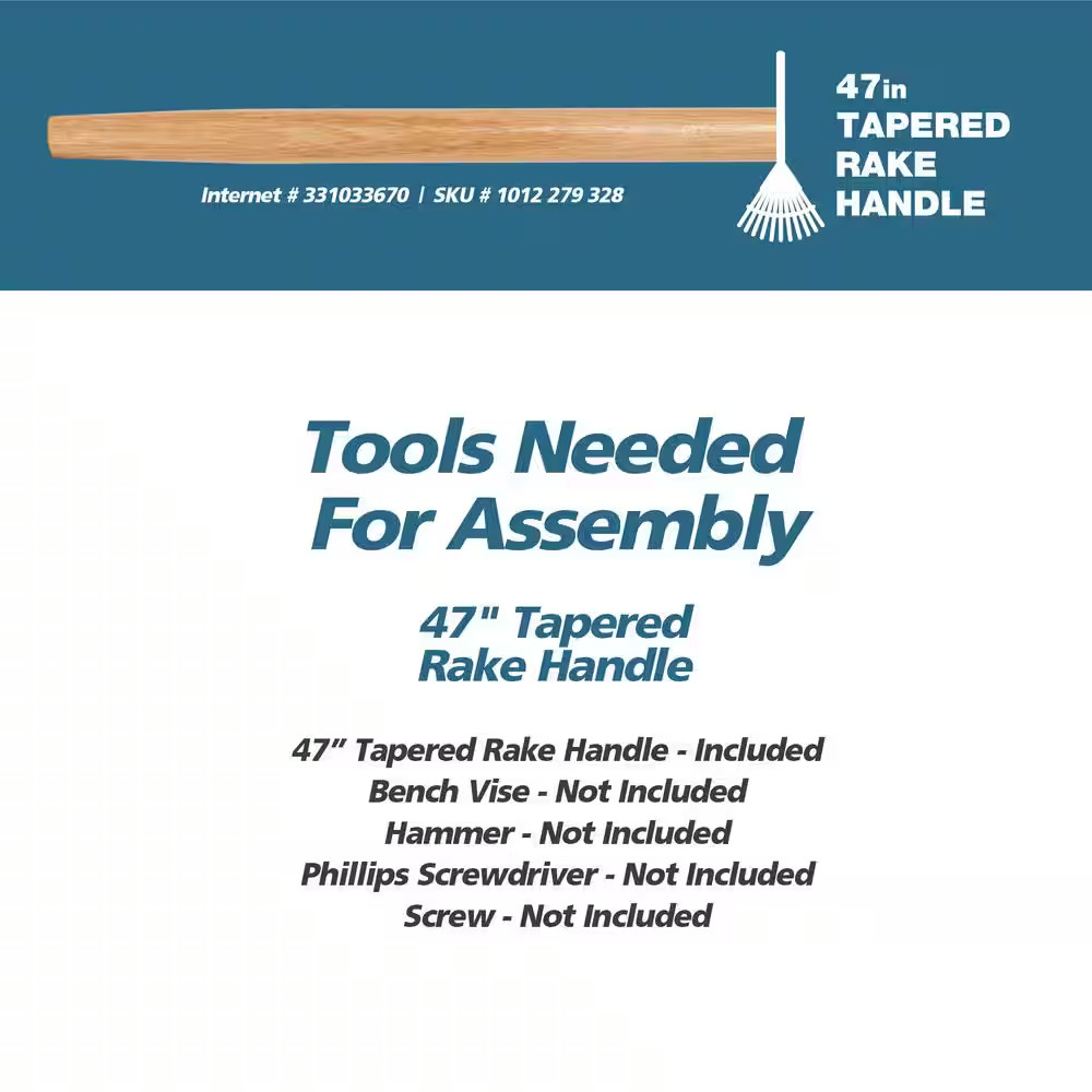 47 In. Tapered Rake Handle with 0.91 In. Diameter