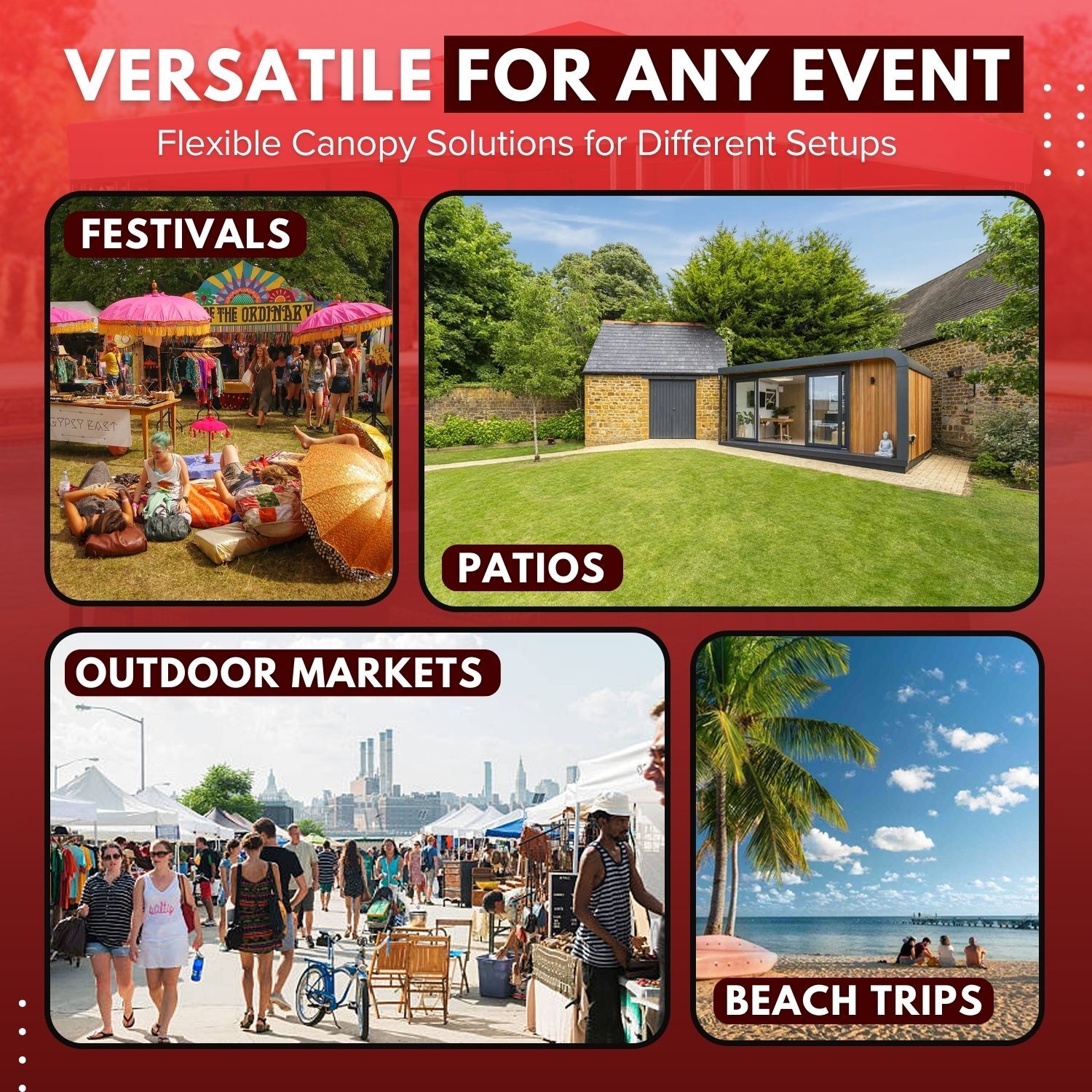 12 x 12 Feet Gazebo Canopy Top Replacement Cover 2Tier UV30 Garden Patio Red