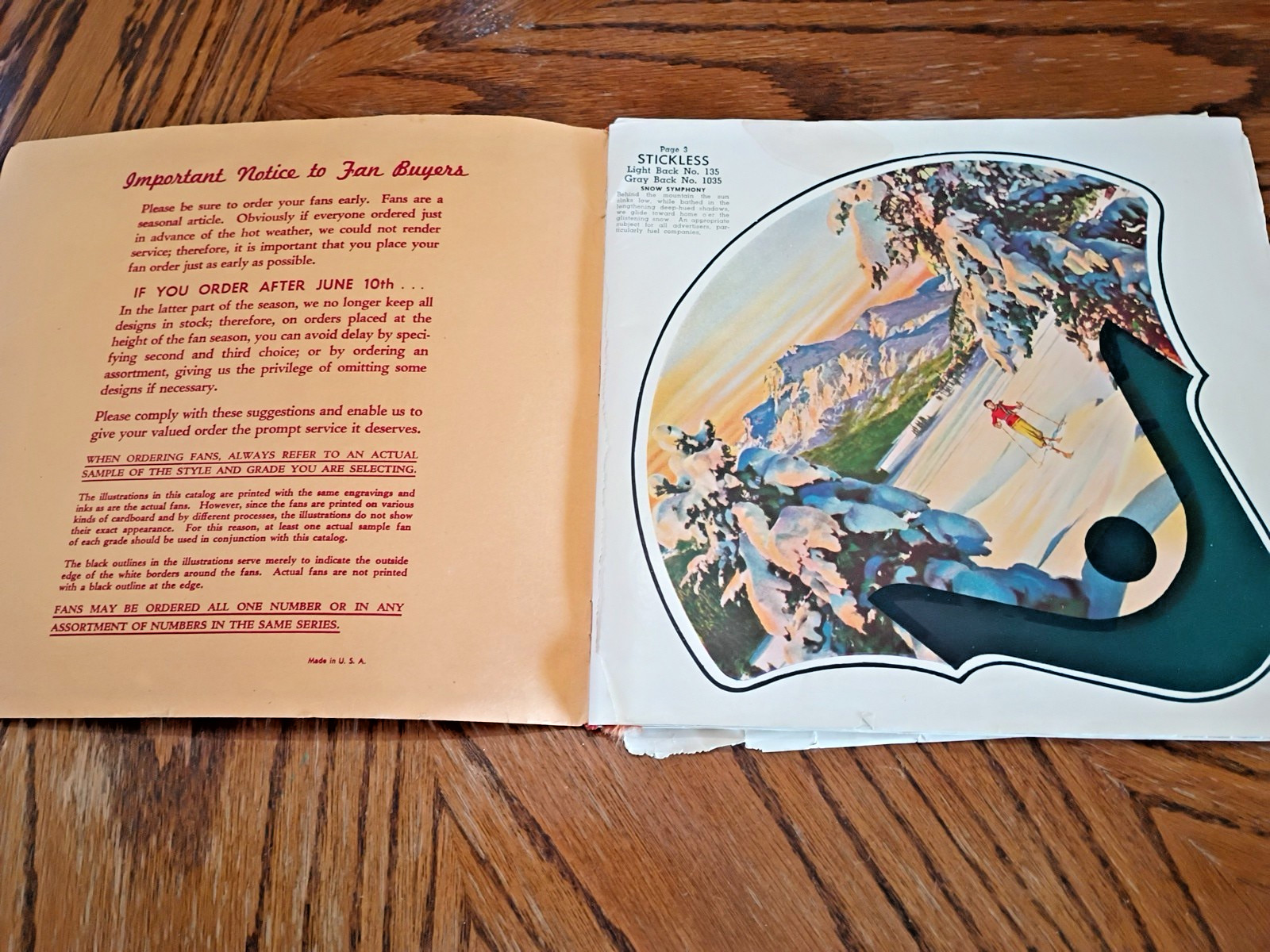 Vintage 1942 Paper Advertising Fans Catalog