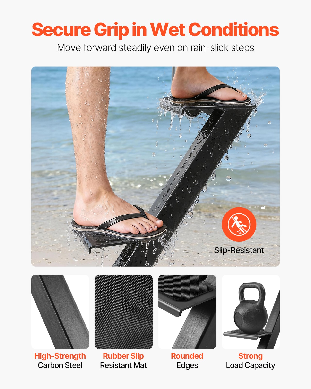 VEVOR Boat Trailer Steps Heavy Duty Boat Steps with Handle 3 Step Side Mount