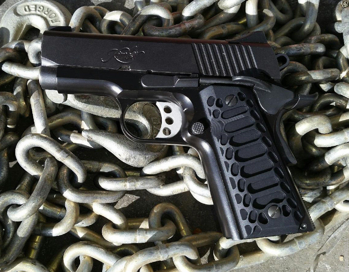 1911 Compact Officer Grips Colt kimber Defender BLACK "Cobra"
