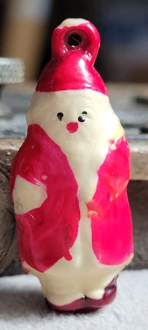 Vintage Celluloid Puffy Santa Claus Charm Prize Jewelry