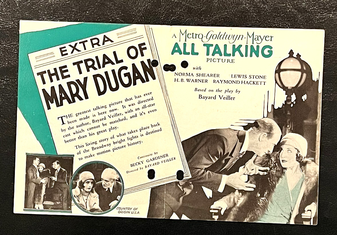 'MGM' THE TRIAL OF MARY DUGAN 1928 MOVIE HERALD - NORMA SHEARER