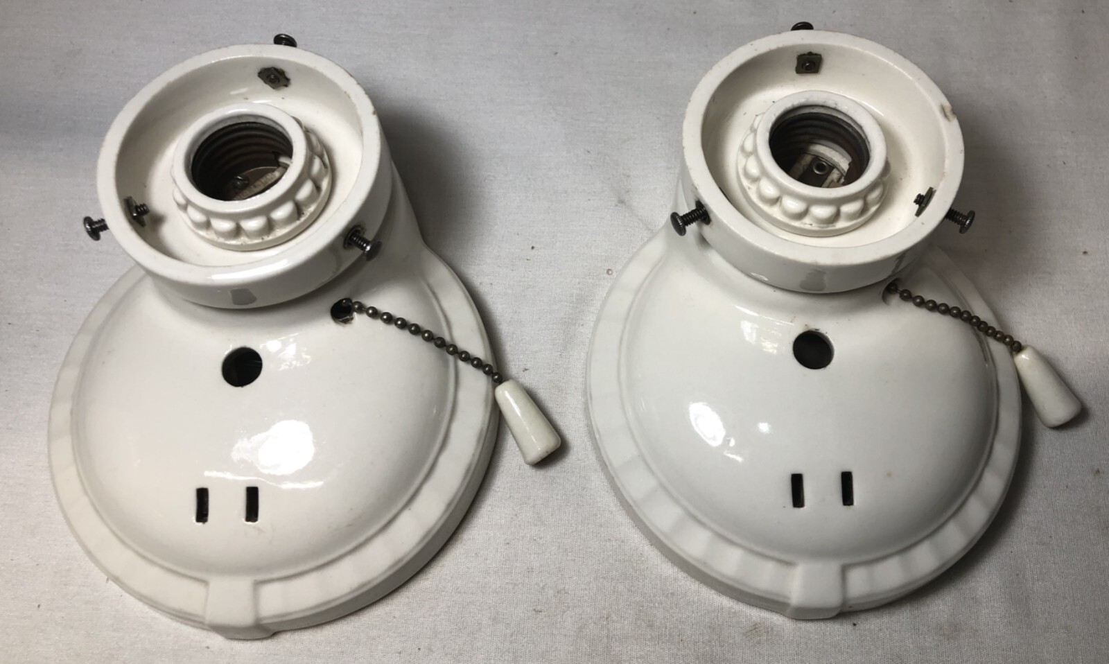 Vtg Porcelain Wall Sconce Pair Antique Ceramic Light Fixture Art Deco USA #i33
