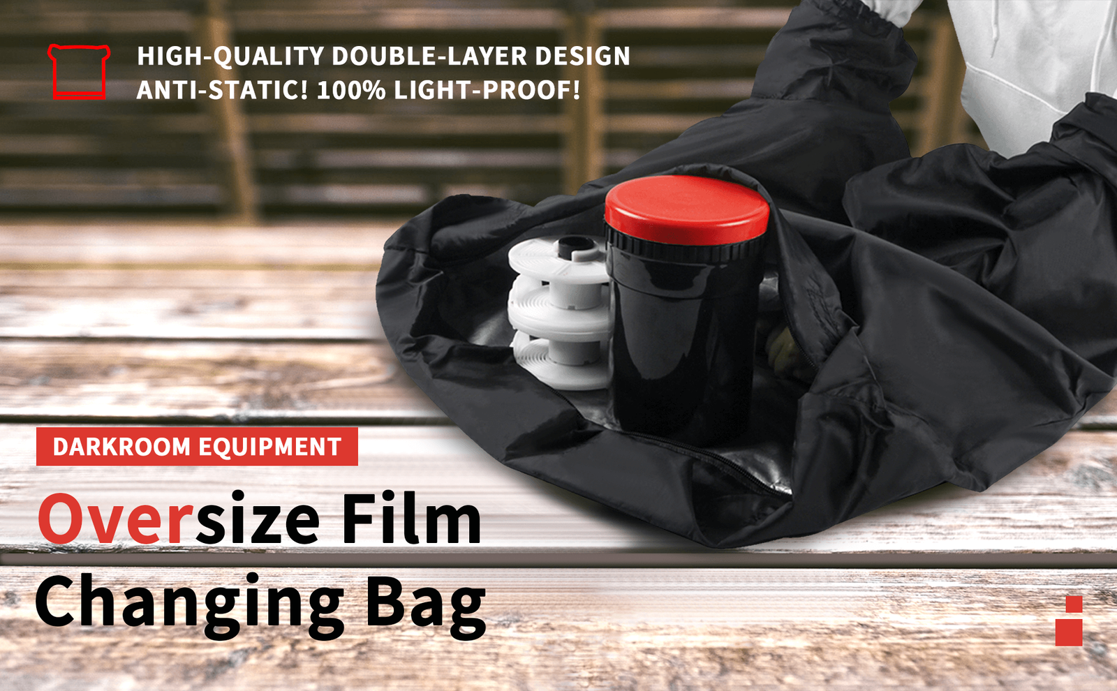 Outdoor Film Changing Developing Darkroom Zipper Bag Double Layer Load 56x58cm