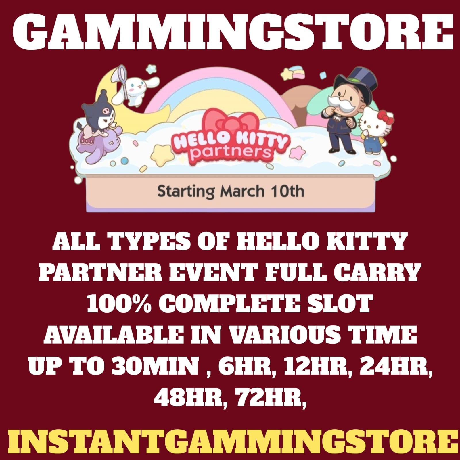 Mono_poly Go hello kitty partners event full carry slot partner event