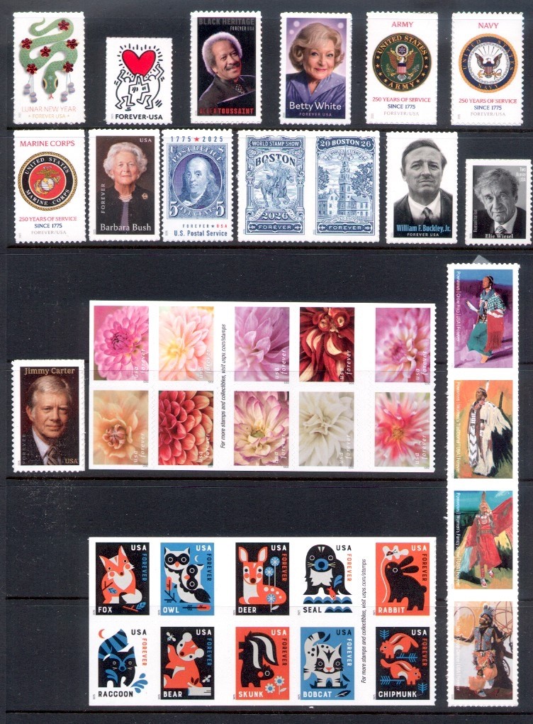 2025 U.S. COMMEMORATIVE-DEFINITIVE YEAR SET *156 STAMPS* 4 SHEETS, EXPRESS M-NH