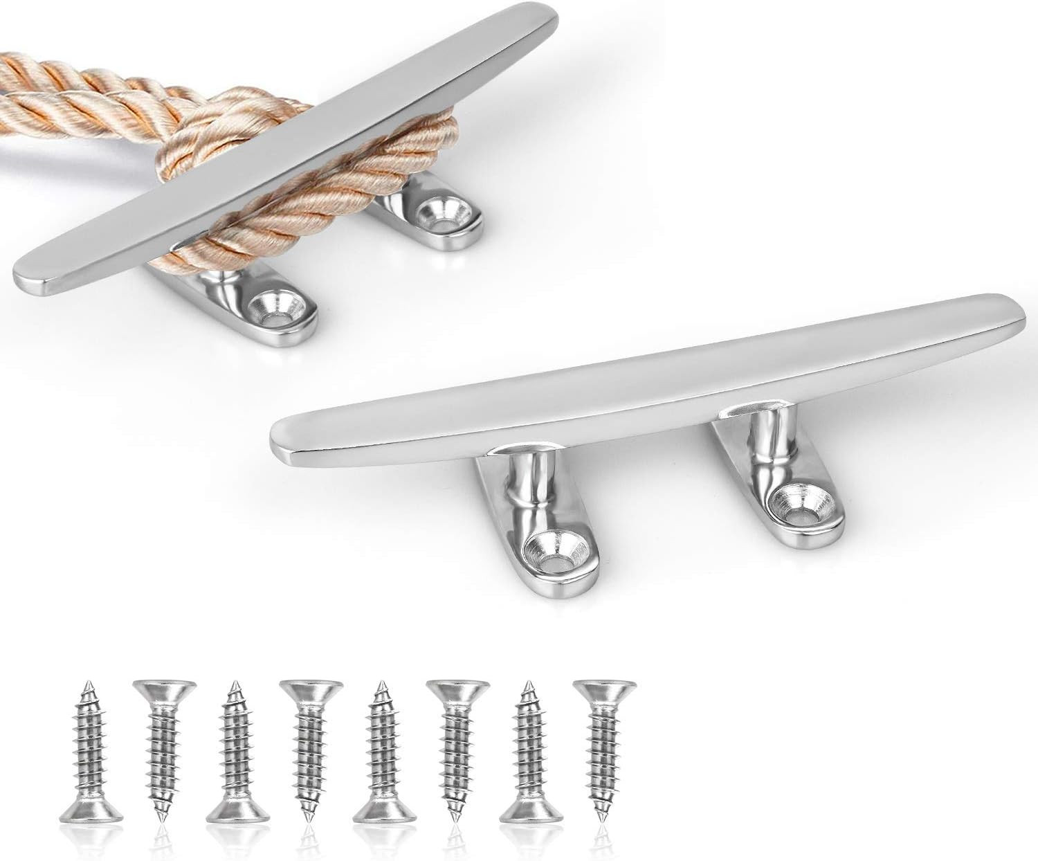 Boat Cleat, Small Dock Cleat 4 Inch Open Base, Heavy Duty 316 Stainless Steel, C