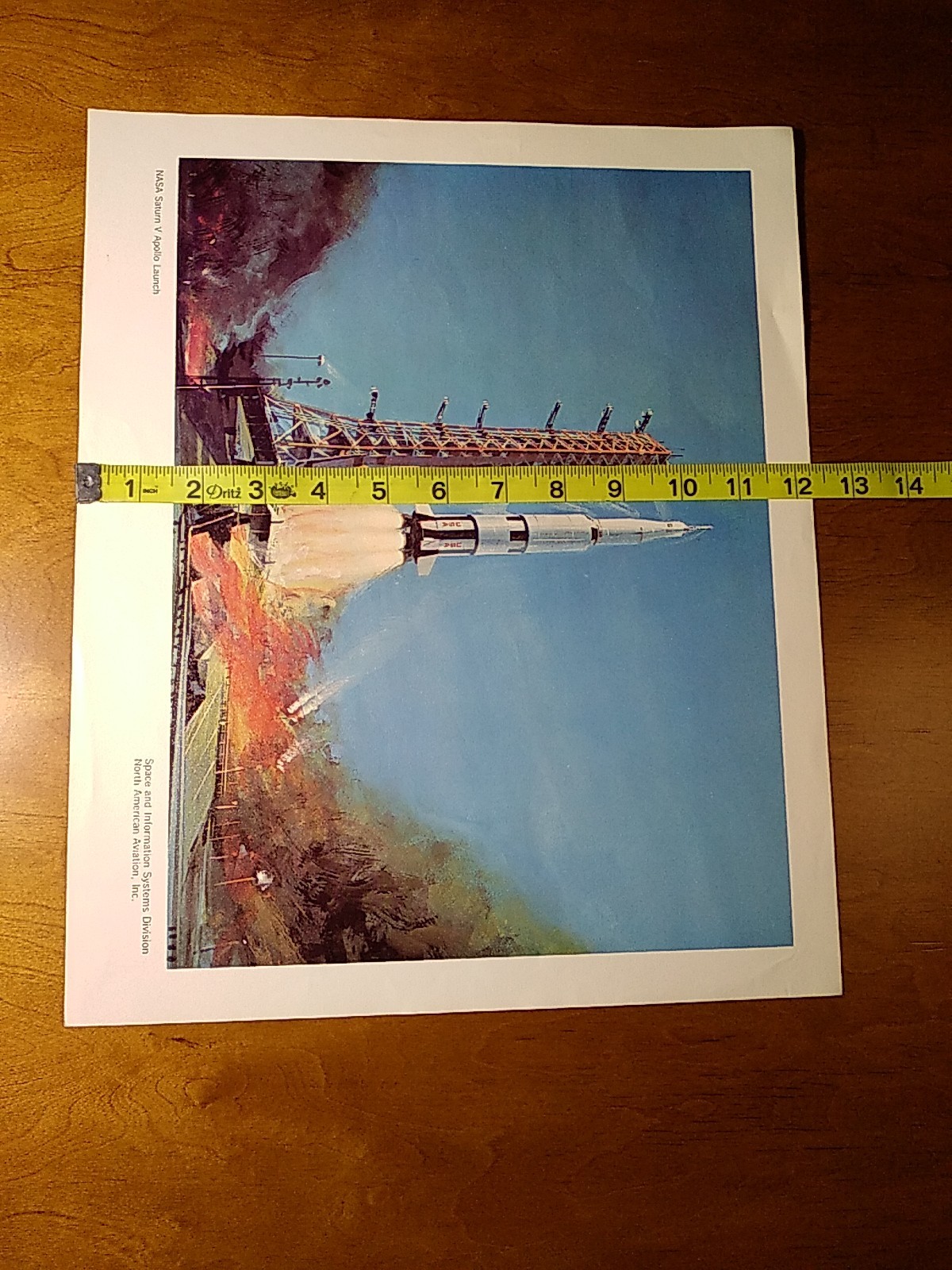 VTG NASA APOLLO SATURN V ROCKET LAUNCH North American Aviation Litho Print 12x15