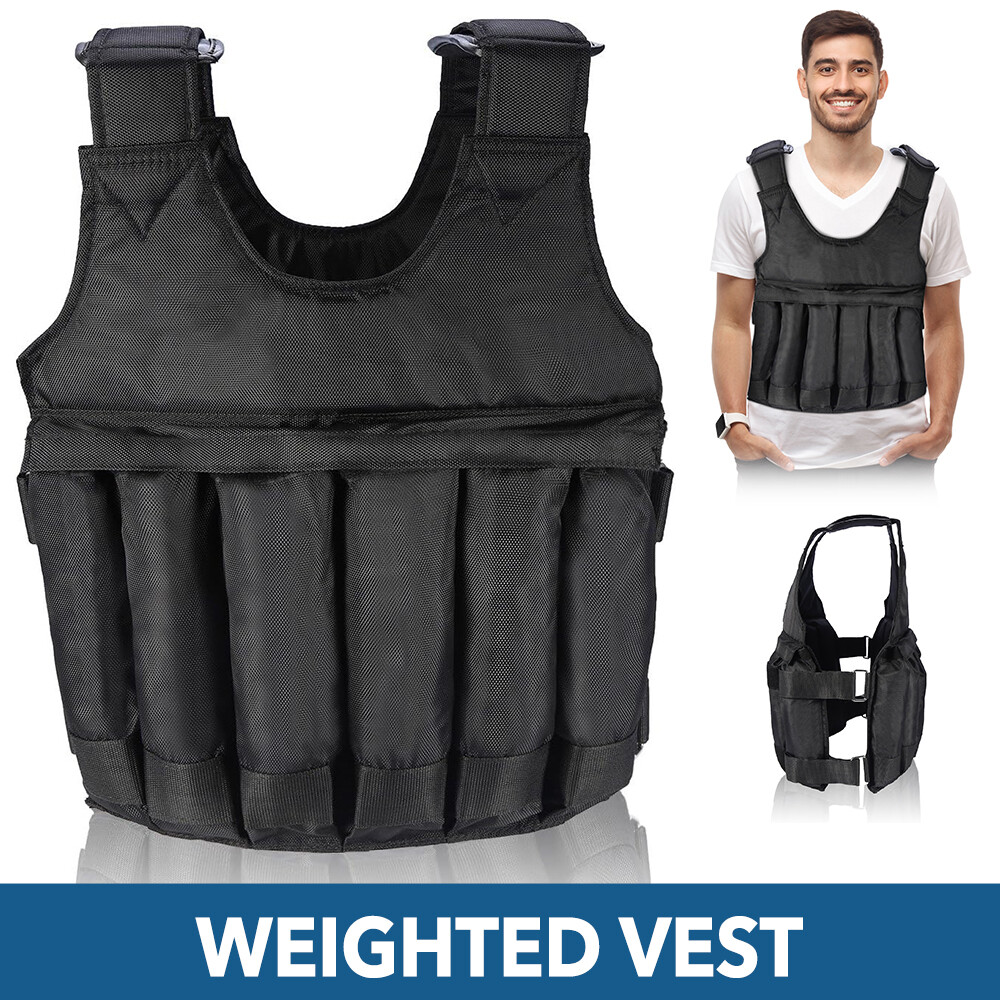 110lbs Exercise Weight Vest Weighted Adjustable Fitness Training Workout Sports