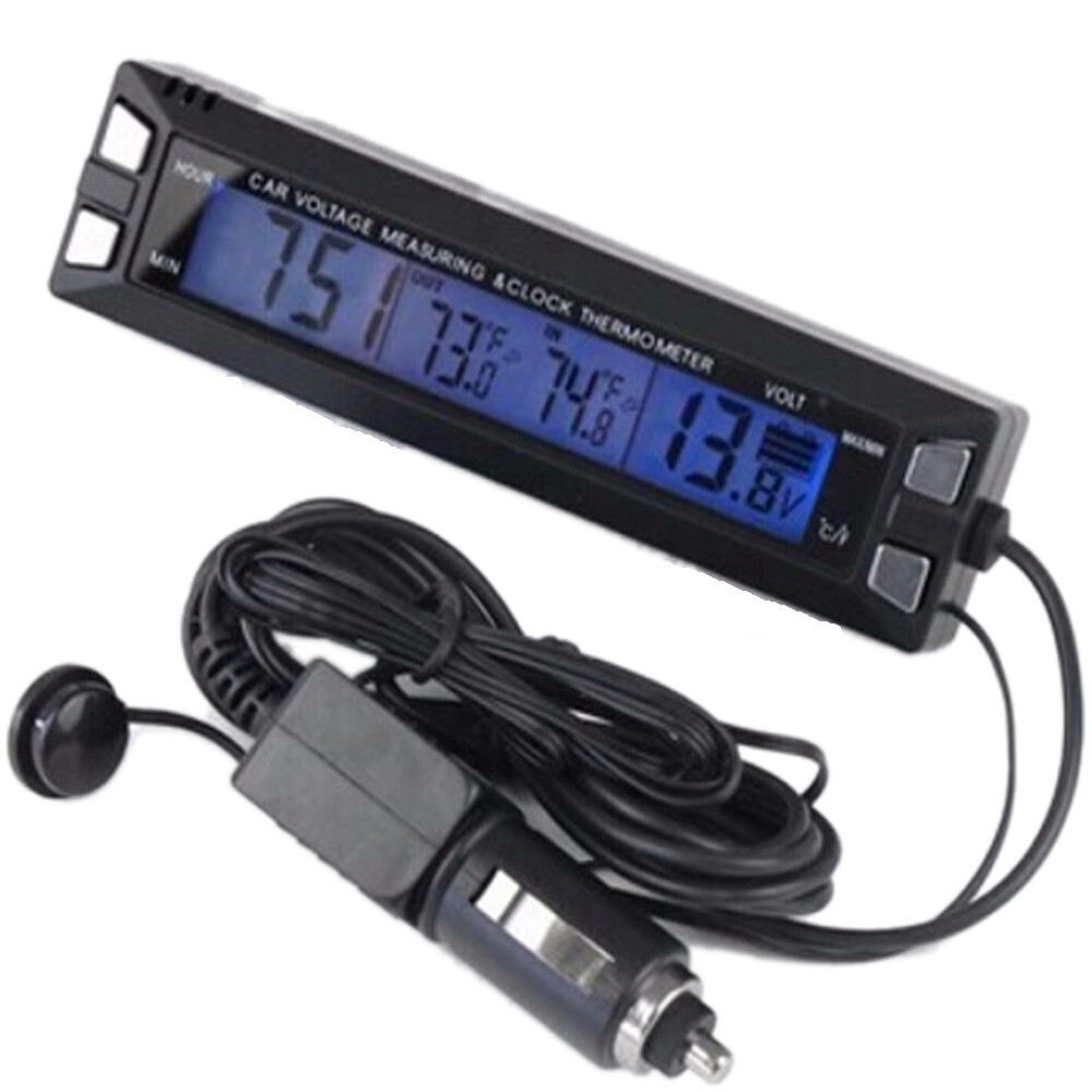 Multifunctional Car Luminous Clock Car Thermometer Voltmeter Temperature Alarm