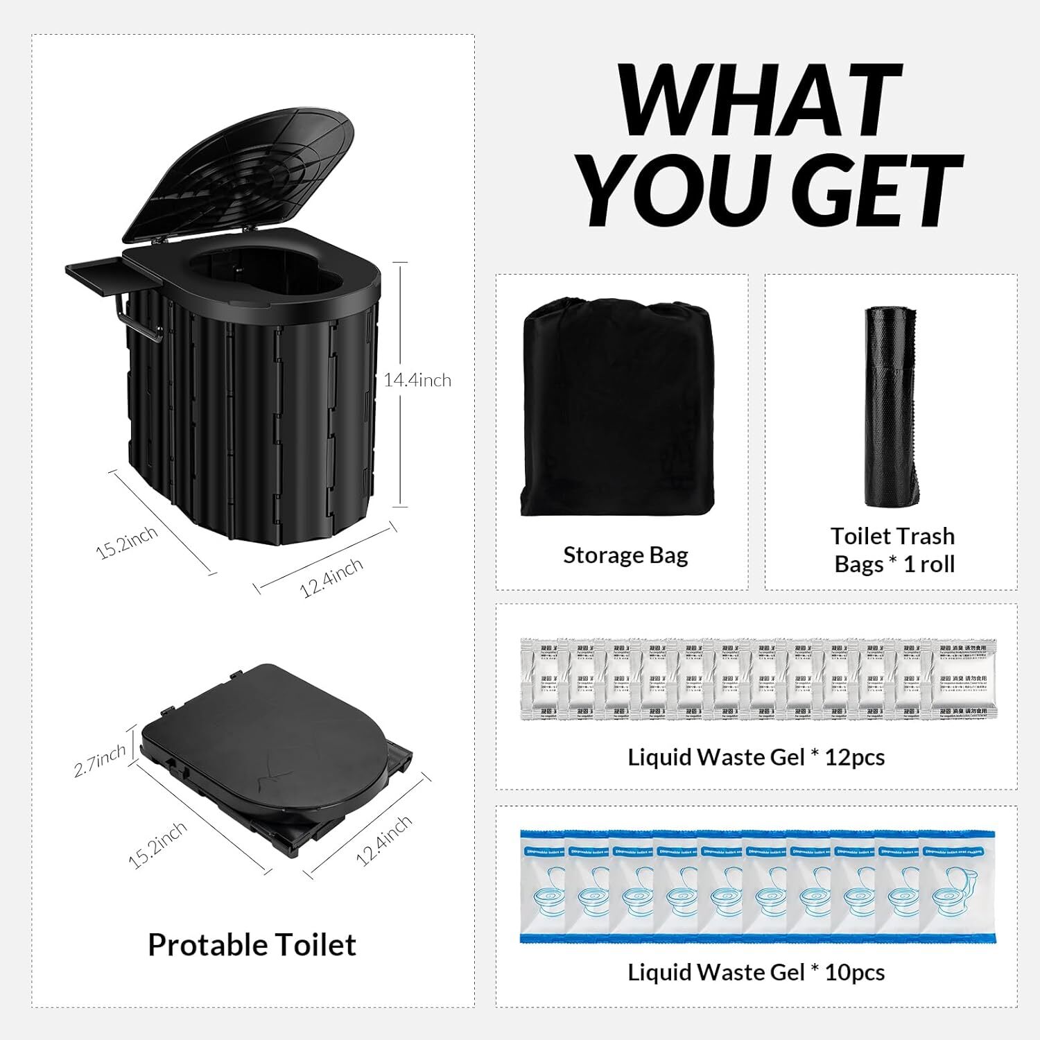Upgrade XL Portable Toilet for Adults Extra Large Portable Travel Floding Toilet