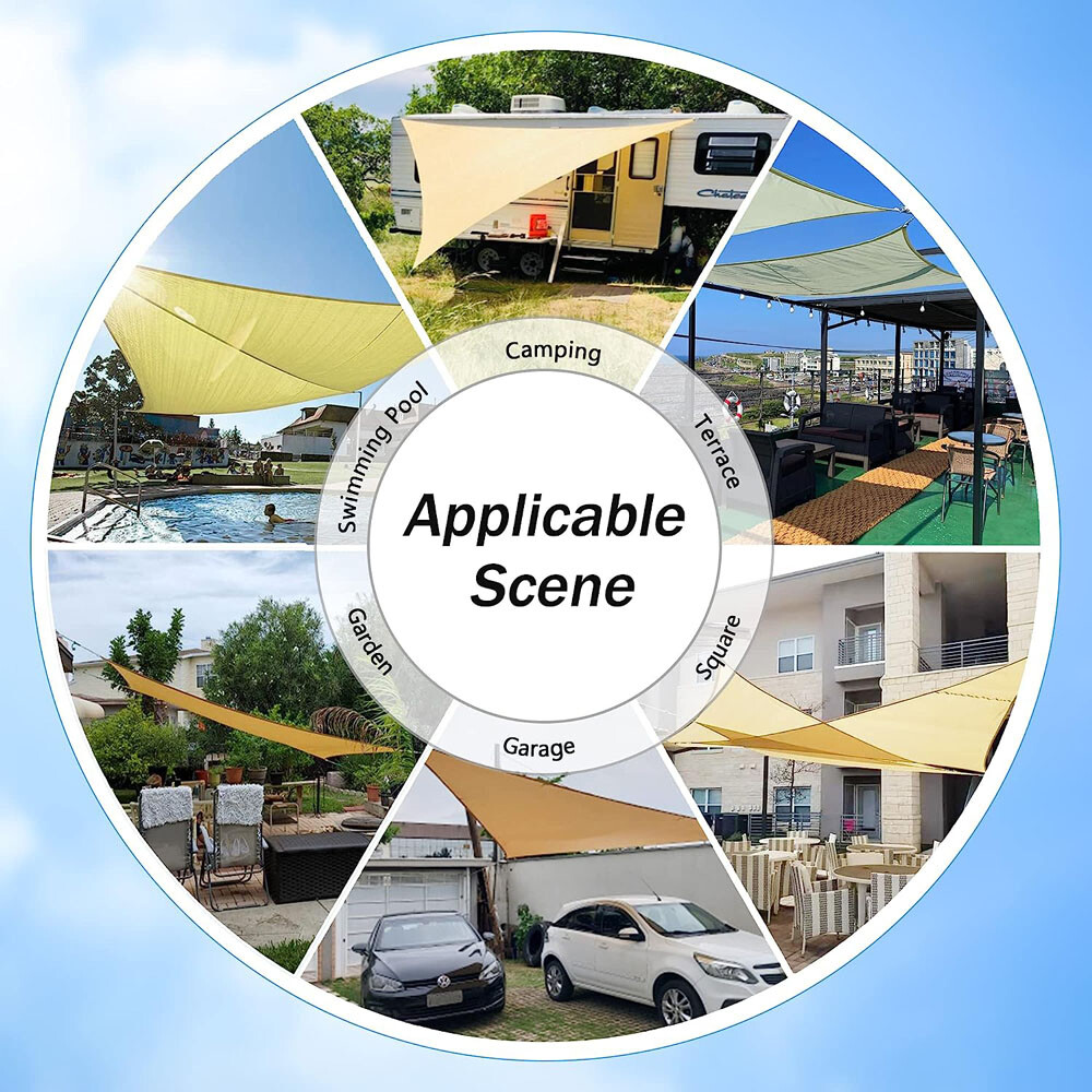 Waterproof Shade Sail Patio Awning Outdoor Garden Pool Sun Canopy Shelter Cover