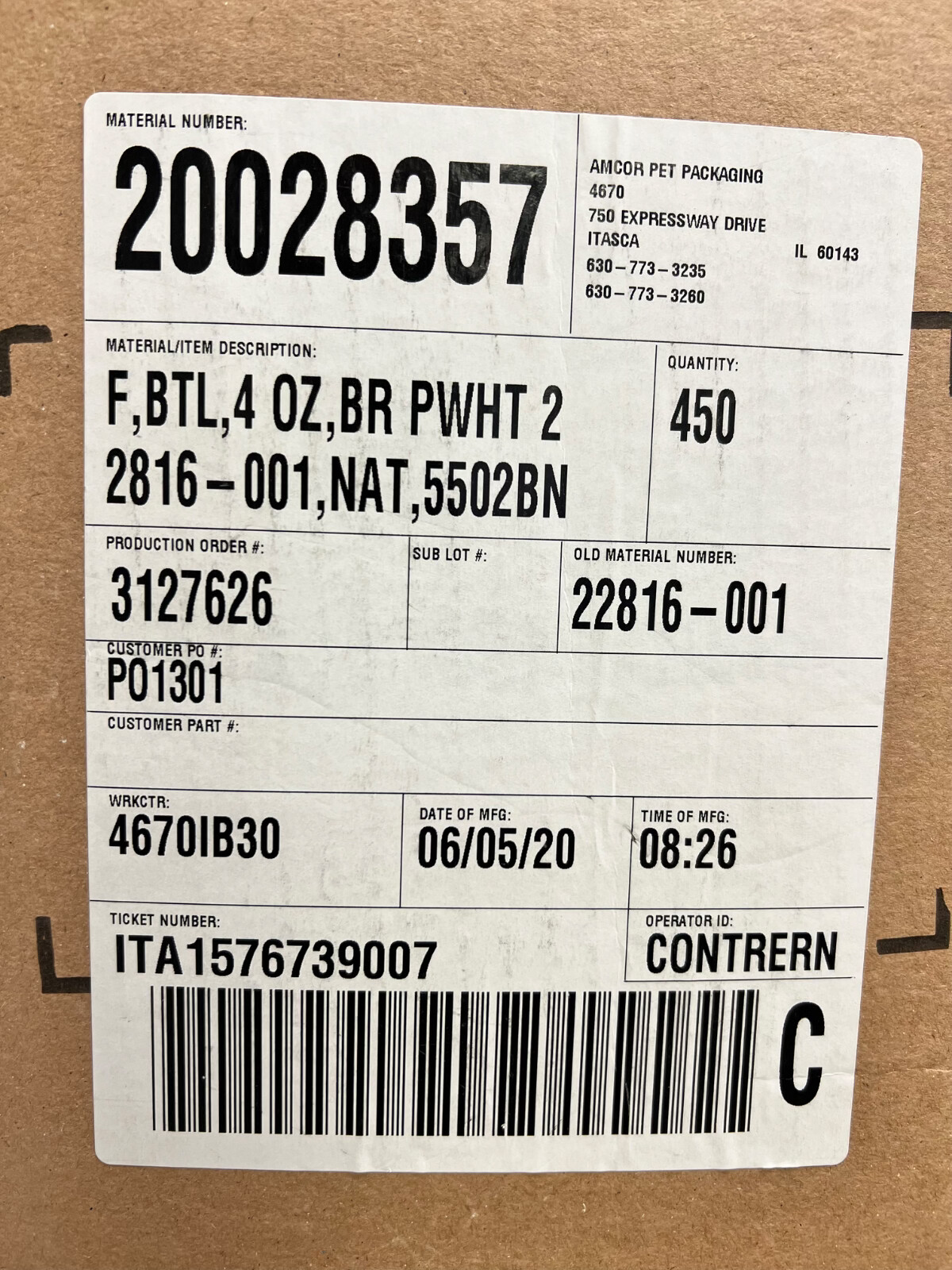 Lot of 4 oz Natural Plastic Boston Round Bottles (Cap Not Included)