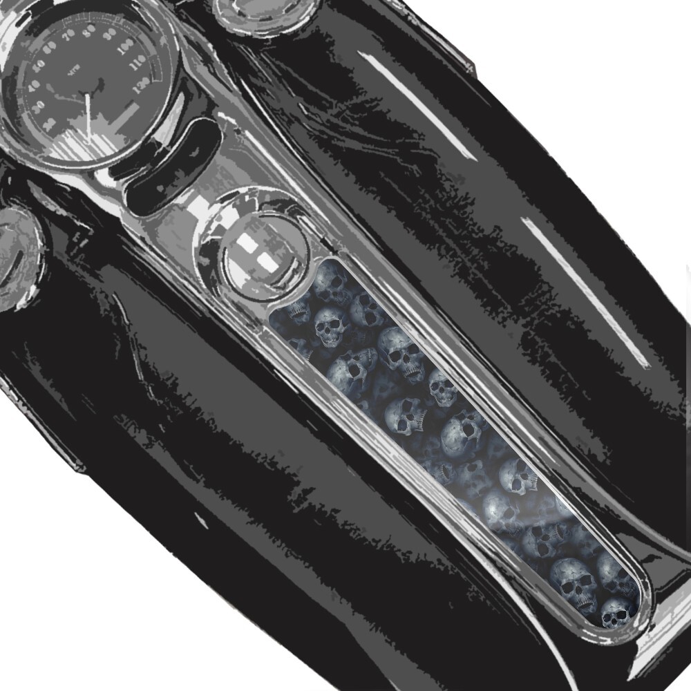 Grey Skull Pile Dash Panel Insert Fits Harley  2000 - 2007 Softail Deuce FXSTD