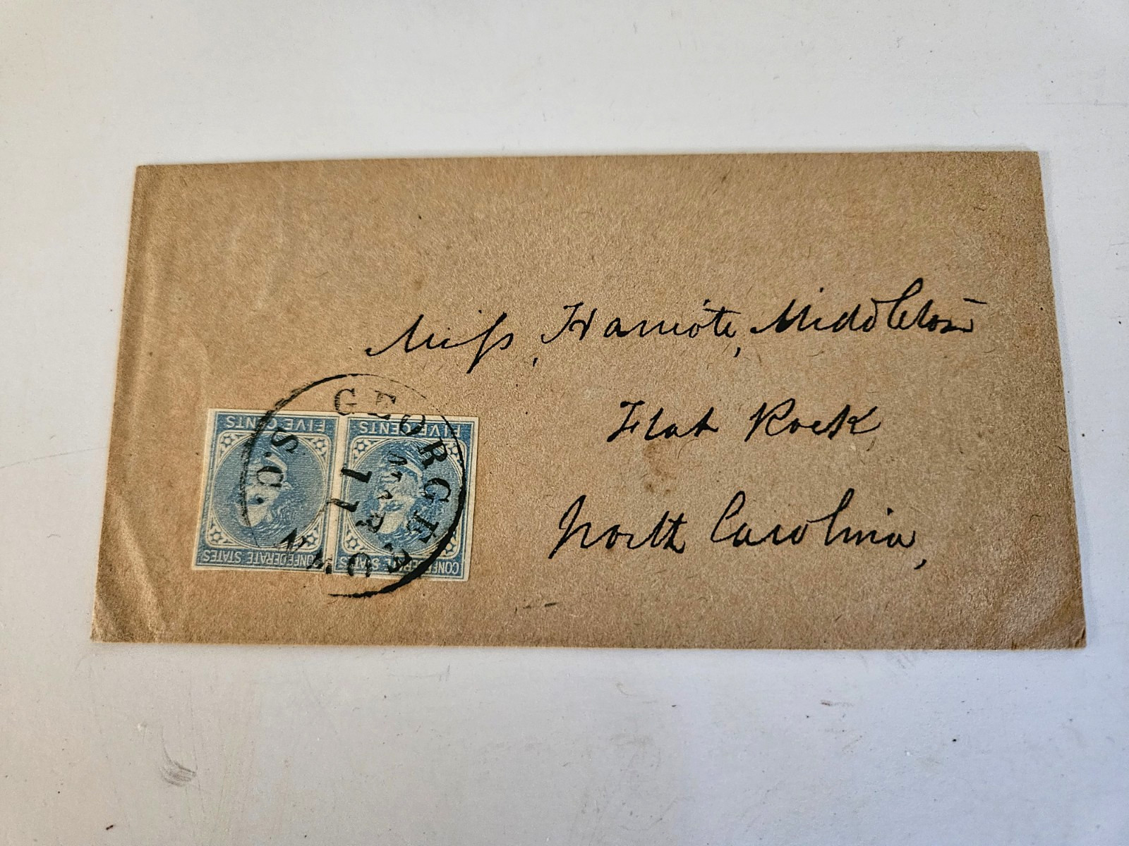 Confederate Cover Georgetown SC  to Flat Rock NC Harriot Middleton