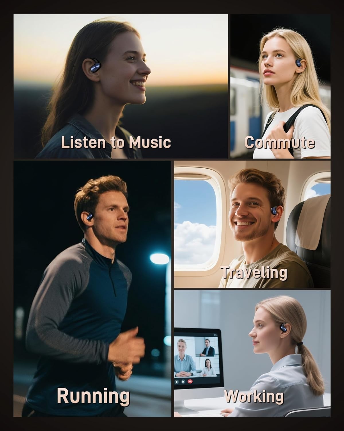 Voistek Wireless Open Ear Headphone Bluetooth 3D Sound Ear Hook TWS Earbuds