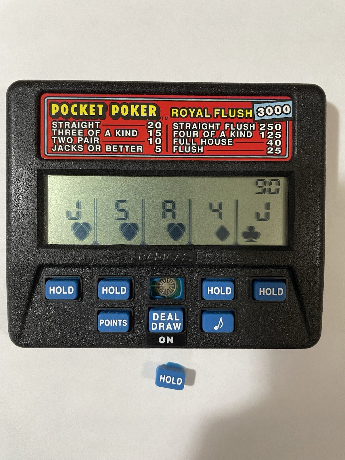 Radica Pocket Poker Royal Flush 3000 Electronic Handheld Game PARTS ONLY