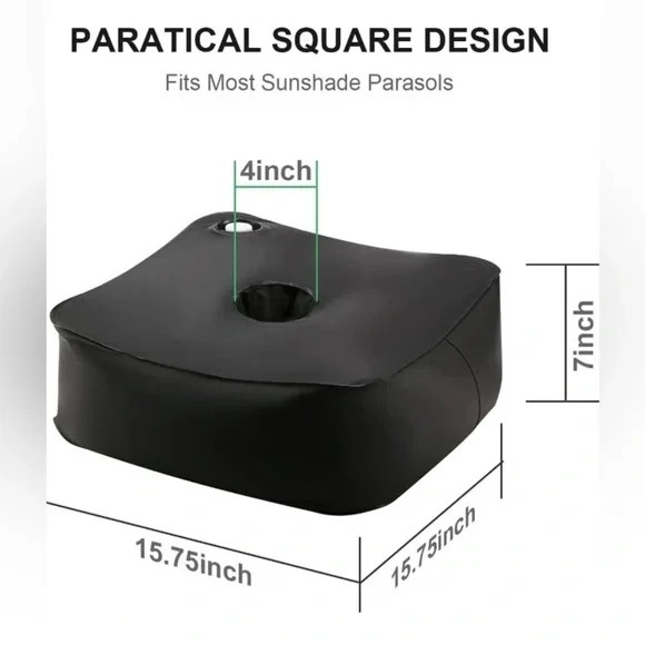NiP Portable Weighted Base PVC Umbrella Stand Water Bag Up to 60 LBS 16x16"