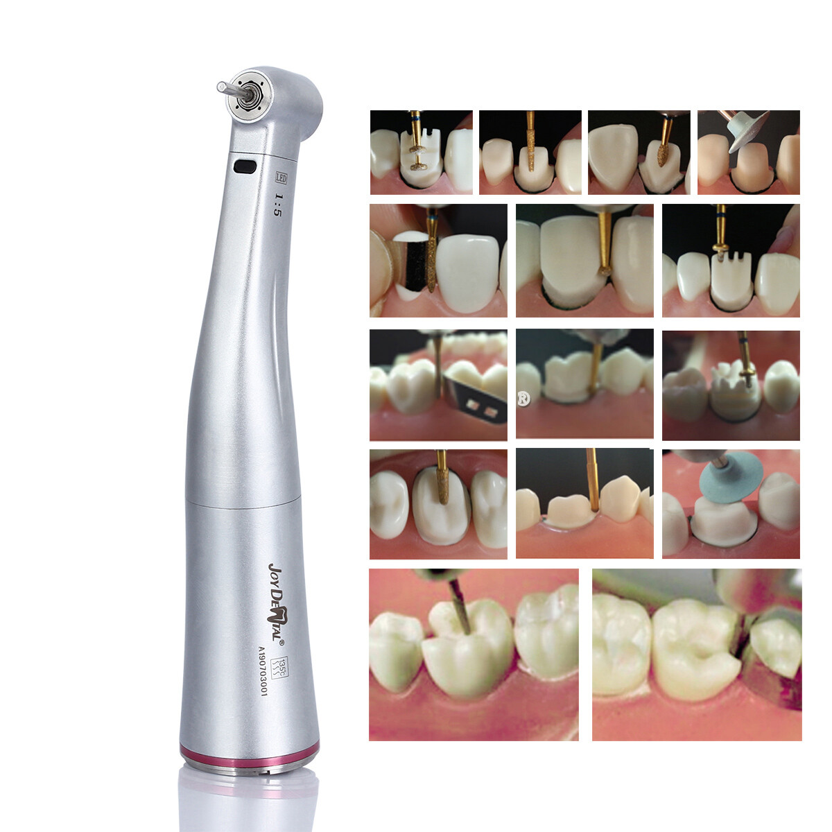 Dental 1:5 Increasing Contra Angle Optic LED Handpiece Fit for Electric Motor