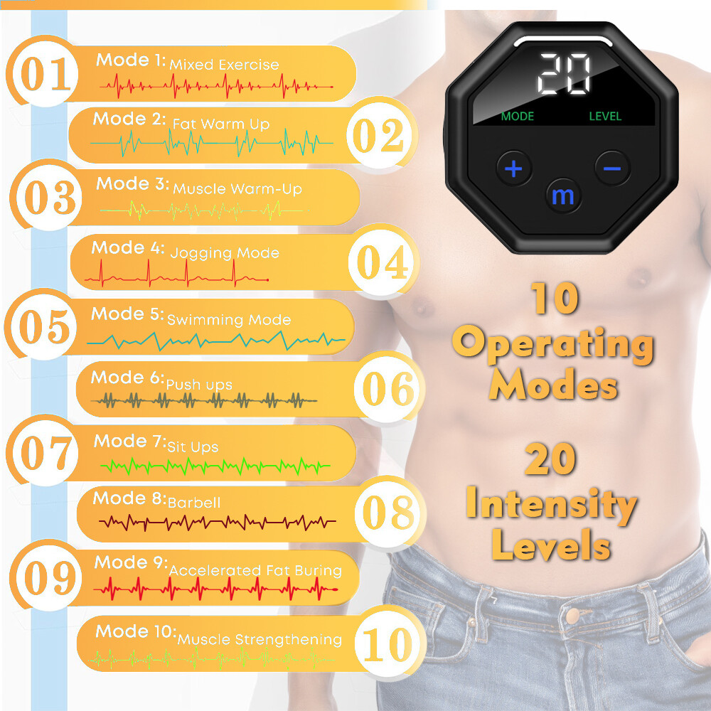 EMS Abdominal ABS Muscle Stimulater Training Toner Fitness Workout Belt 10 Modes