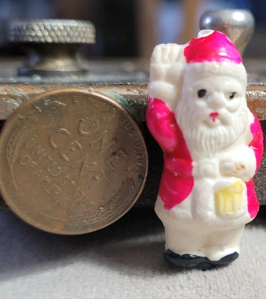 Vintage Celluloid Puffy Santa Claus No Loop Charm Prize Jewelry