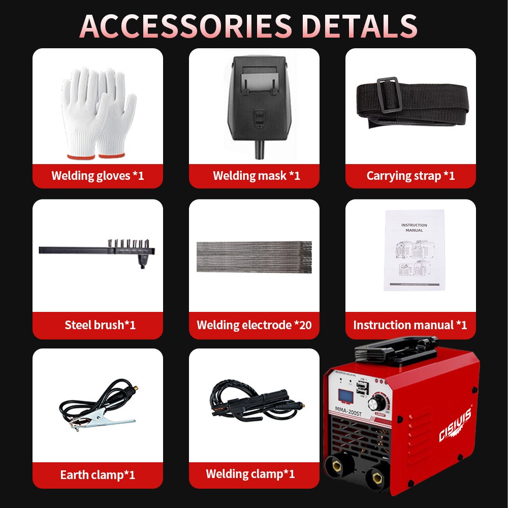 200A Stick Welder, 110V Portable ARC Welding Machine with Digital Display & IGBT