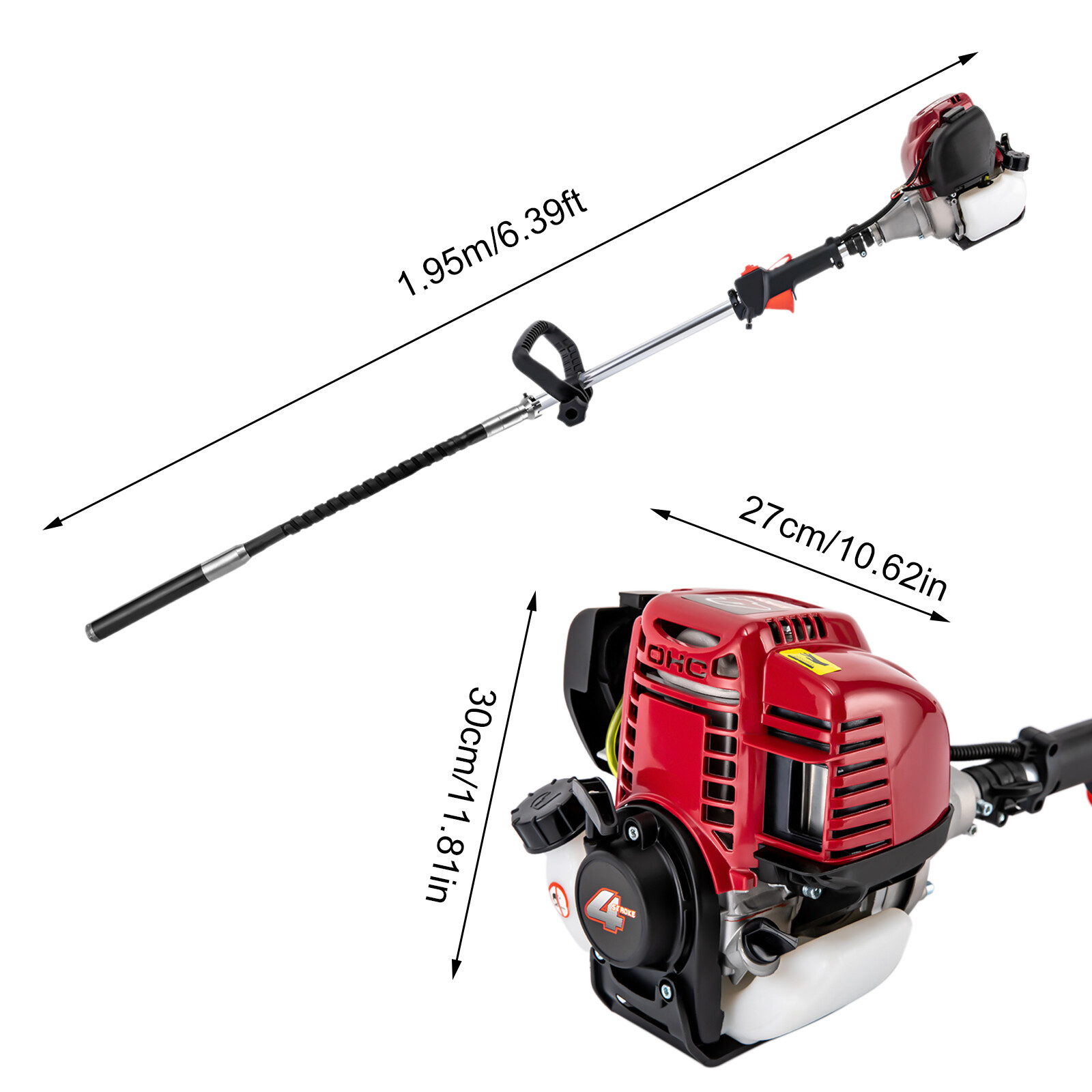 4 Stroke 35.8cc Concrete Vibrator Gas Powered Concrete Vibrating Straight-Rod US