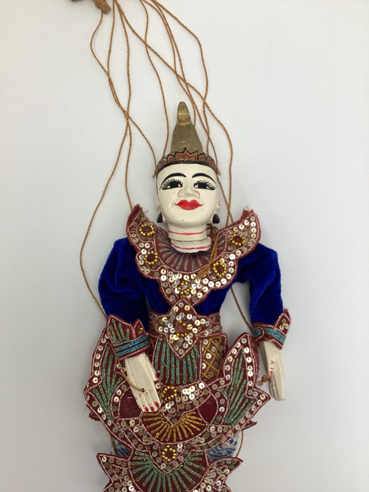 Vtg Burmese String Marionette Handmade Puppet Traditional Dress Burma Myanmar