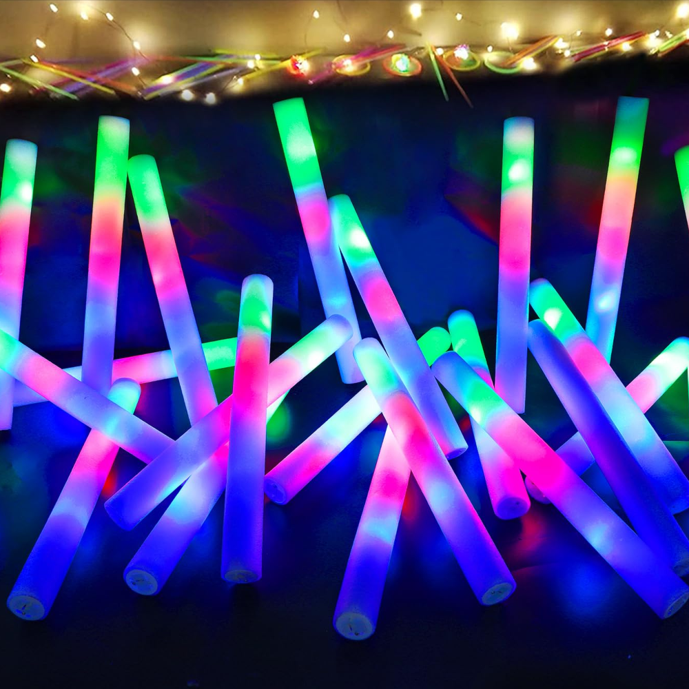 12-396 LED Light Up Foam Sticks Wand Rally Batons DJ Flashing Glow Stick Party