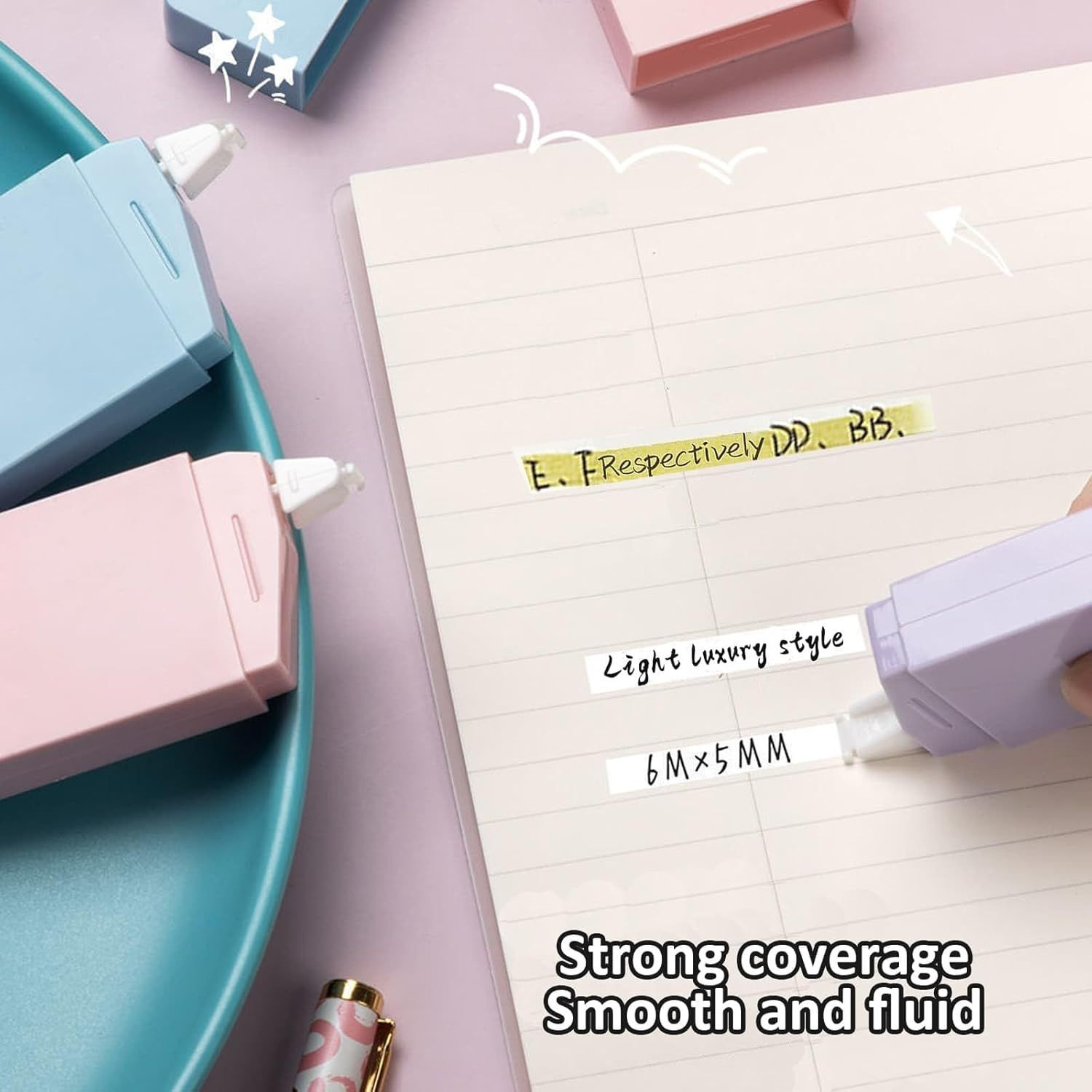 6 Pack Correction Tape Cute White Out Macaron Color