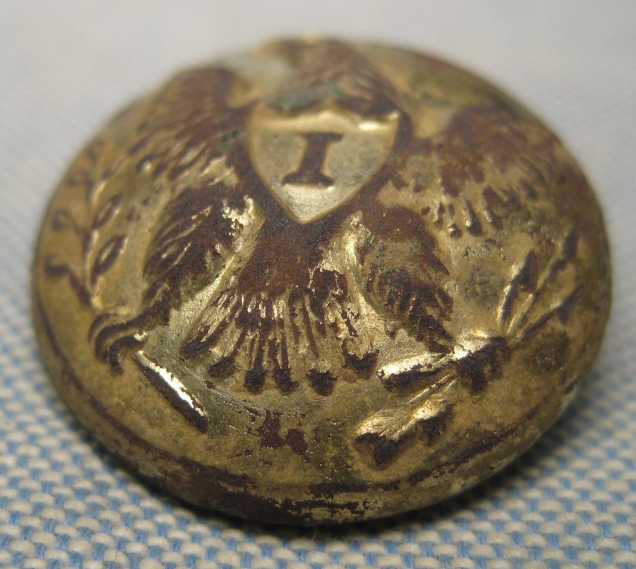 Dug Civil War Eagle Infantry Coat Button with Gold Gilt from Vicksburg