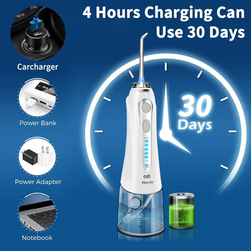 Water Cordless Water Flosser Dental Oral Irrigator Teeth Cleaner Floss 6 Tips