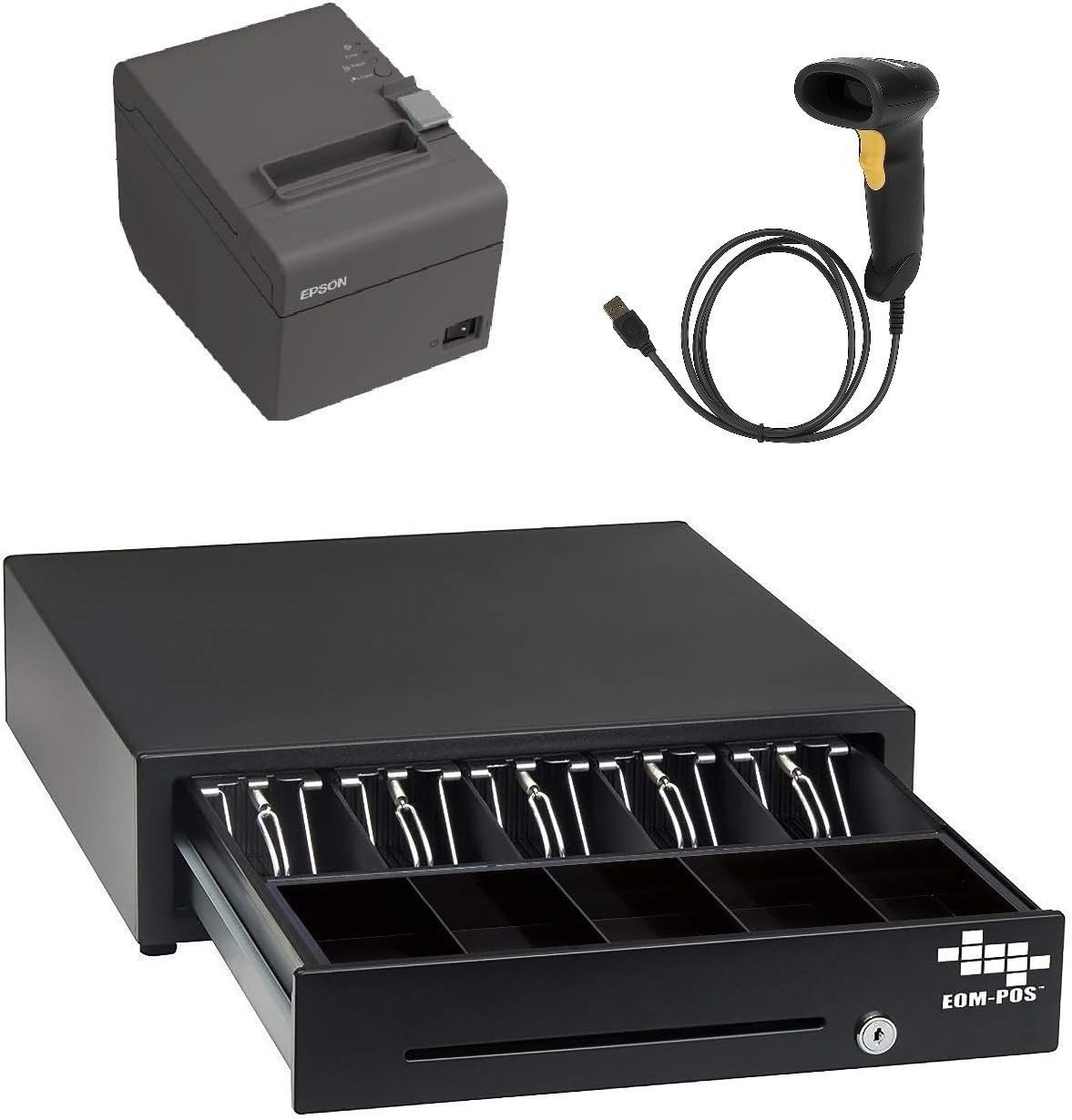 POS Hardware Bundle for SQUARE STAND - Cash Drawer, Receipt Printer, (Scanner)