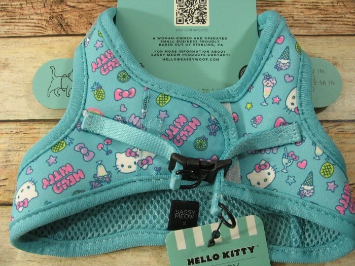 Sassy Meow Hello Kitty Adjustable Step In Cat Harness New NWT Small Teal