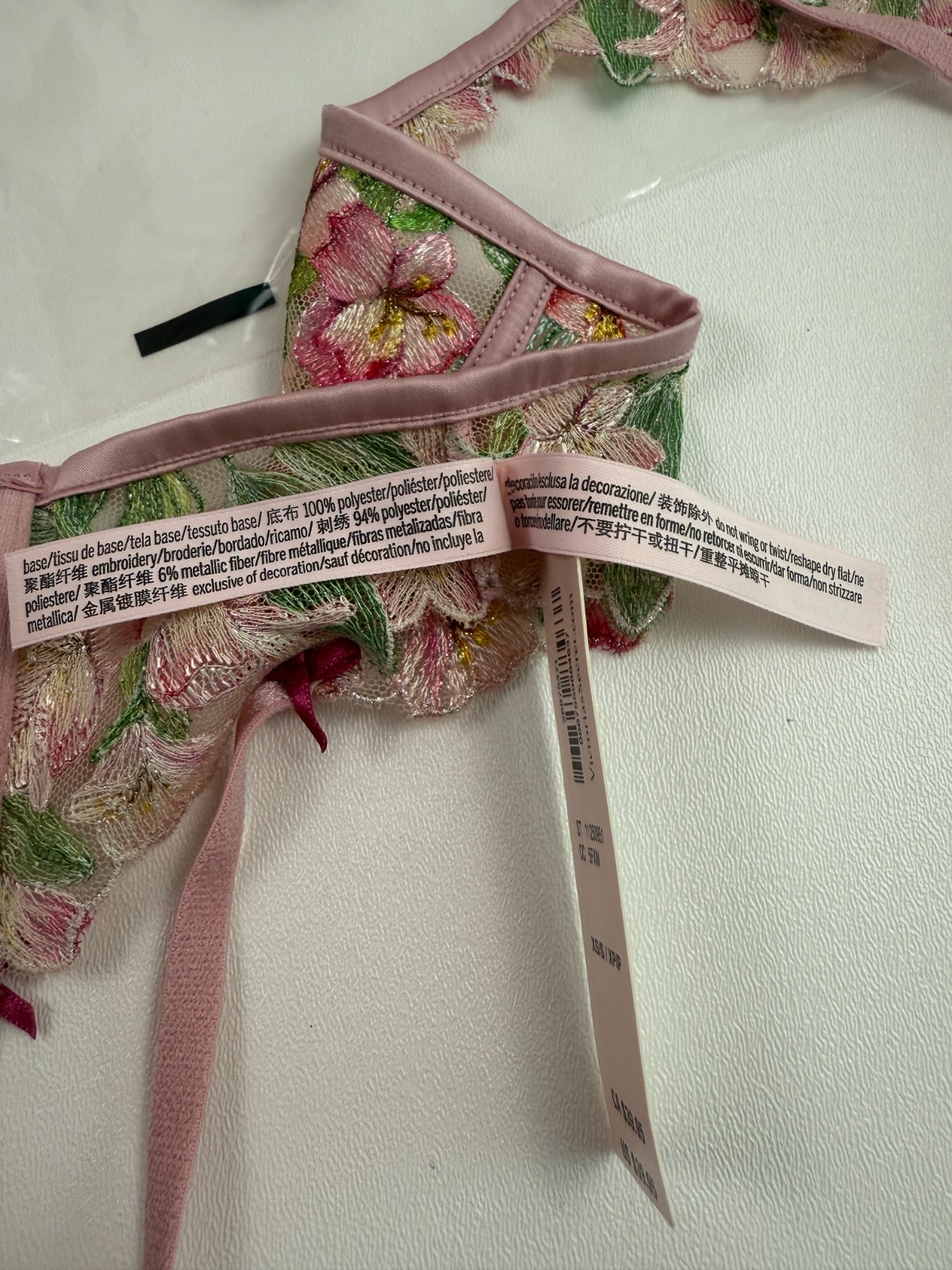 Victoria Secret Floral Embroidered Garter Belt Multicolor Size XS/S NWT