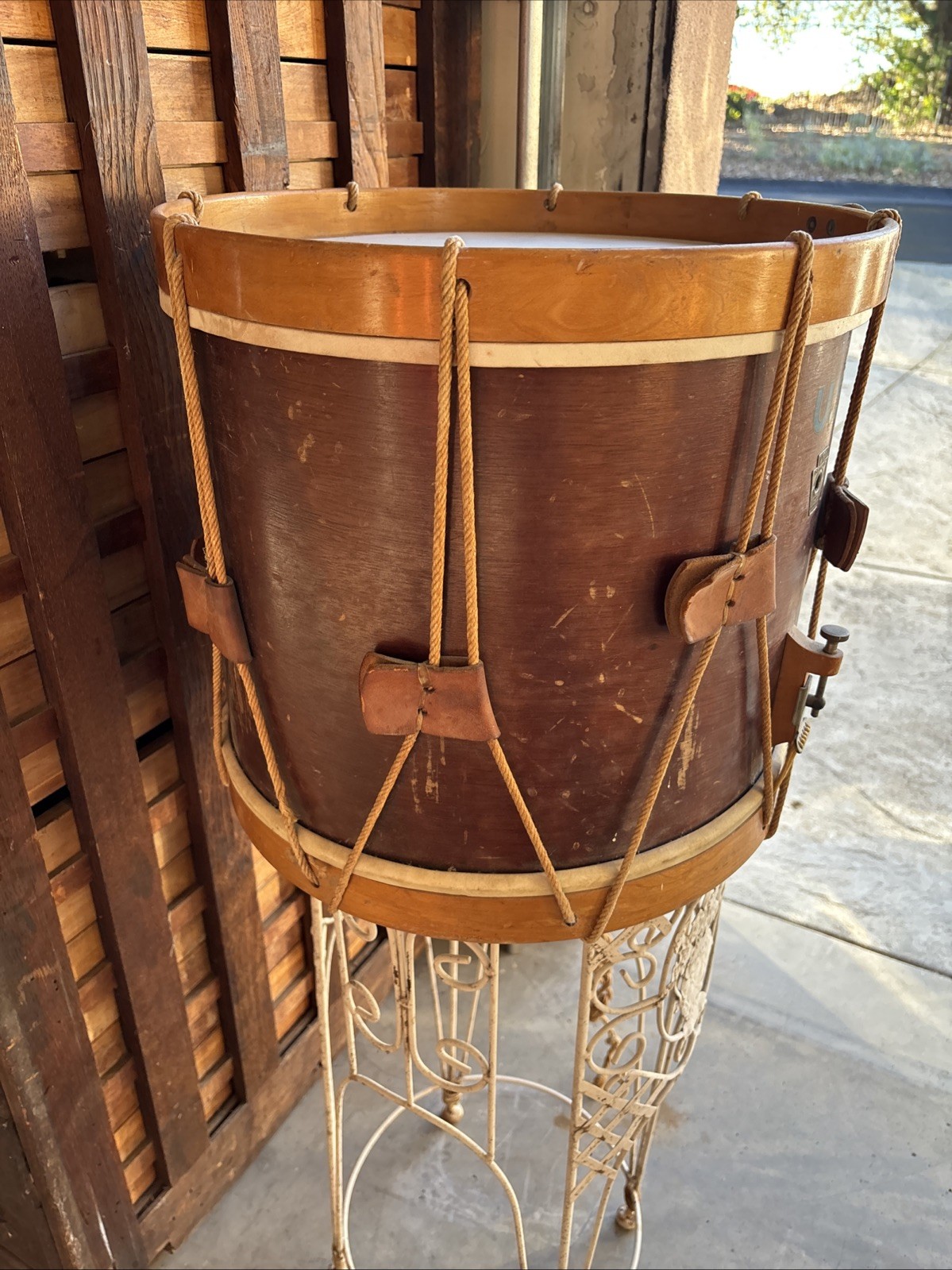 WWII U.S. MARKED WFL ROPE TENSION SNARE FIELD DRUM William F Ludwig