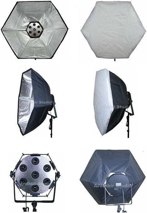 Studio Photography 7 Head Fluorescent Light Socket with Softbox & Soft Diffuser