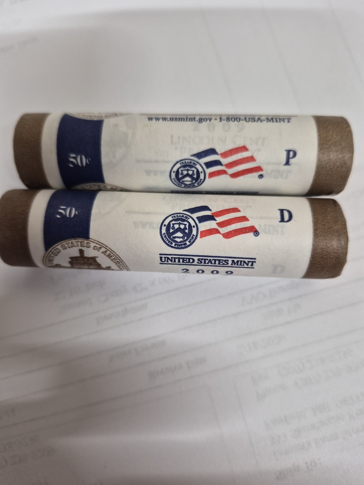 2009 P & D Lincoln Cents LP4  2 Uncirculated Mint Rolls.