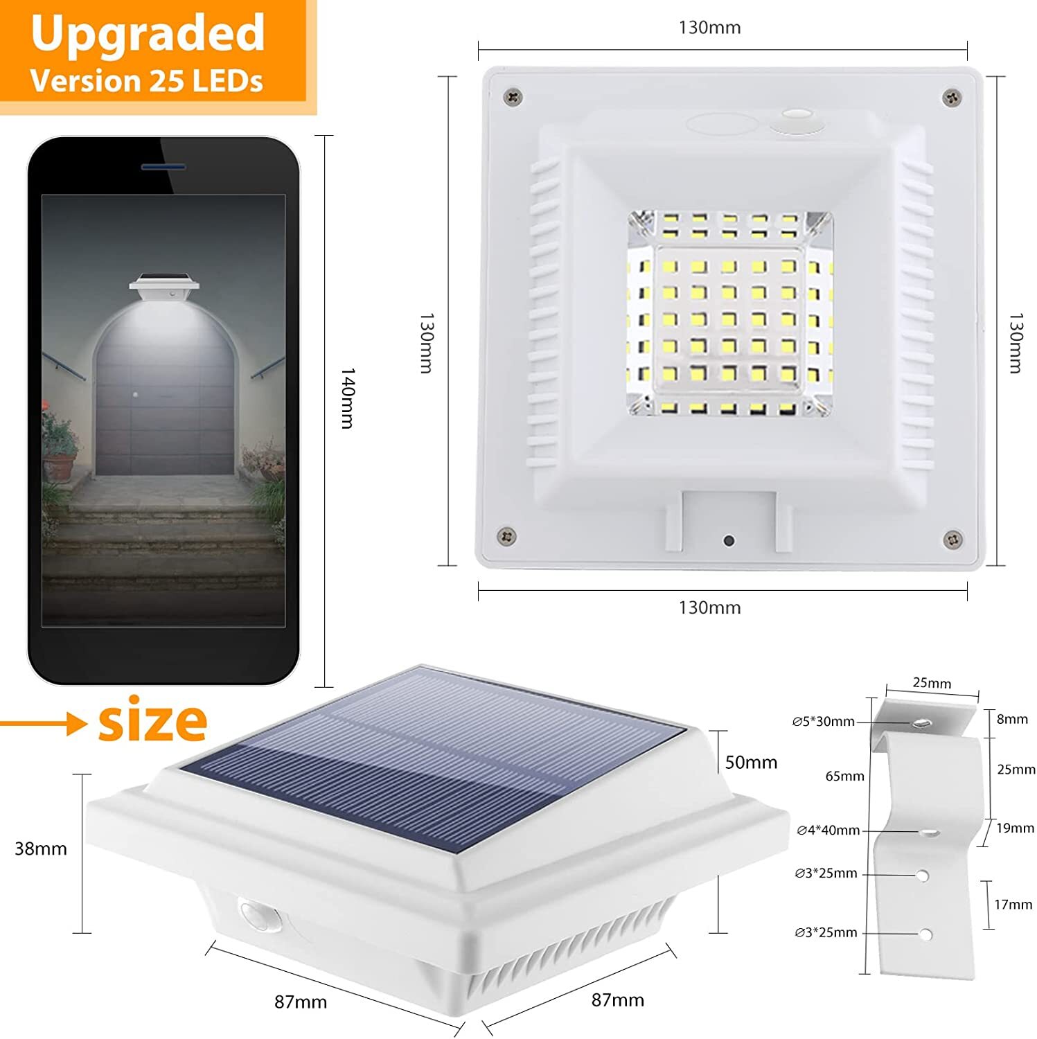 2/4/6PCS 40LEDs Solar Powered Lights for Fence Roof Gutter Yard Roof Wall Lamp