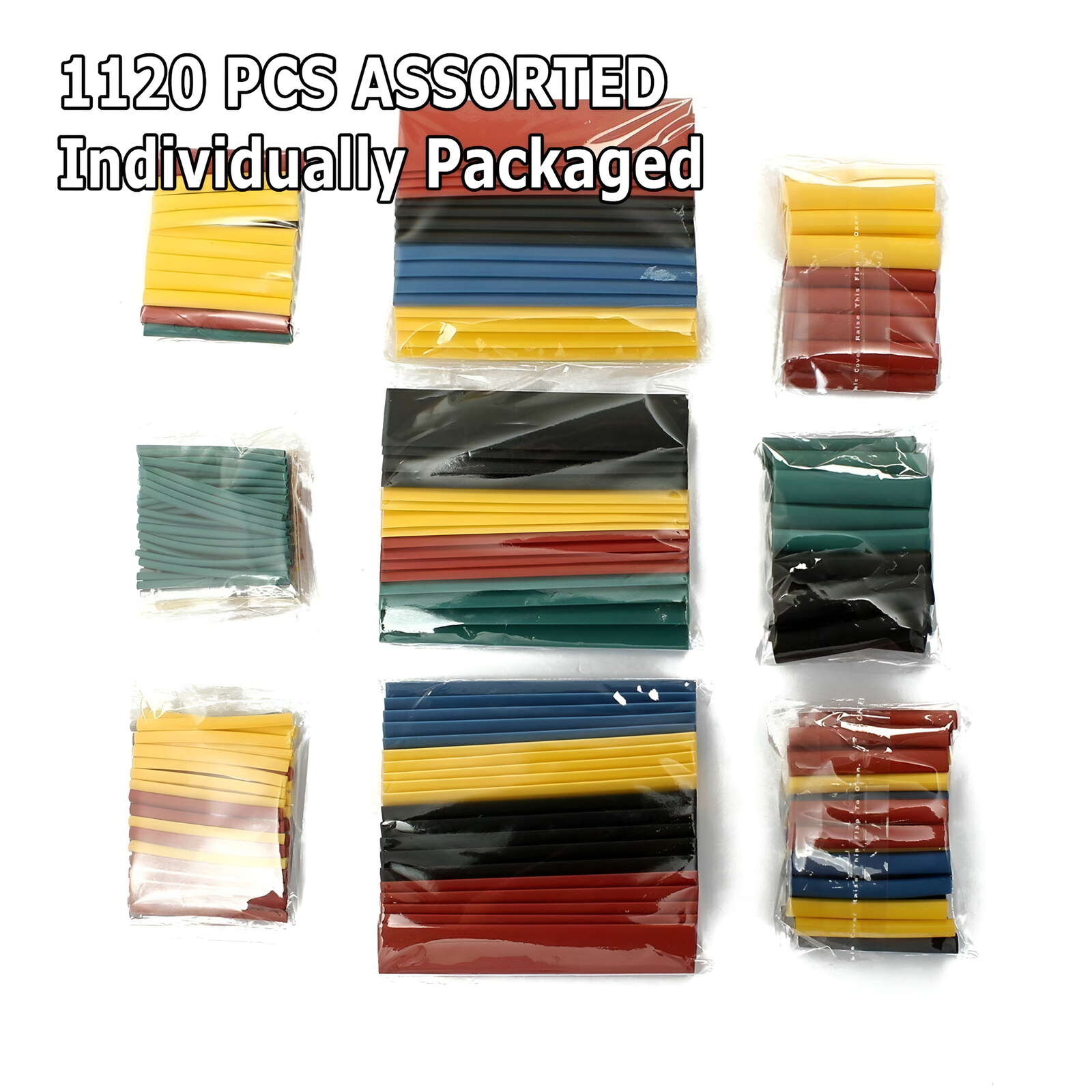 1120 Pcs HEAT SHRINK Tubing Sleeve 2:1 Shrinkable Tube Wire Cable Assortment Kit