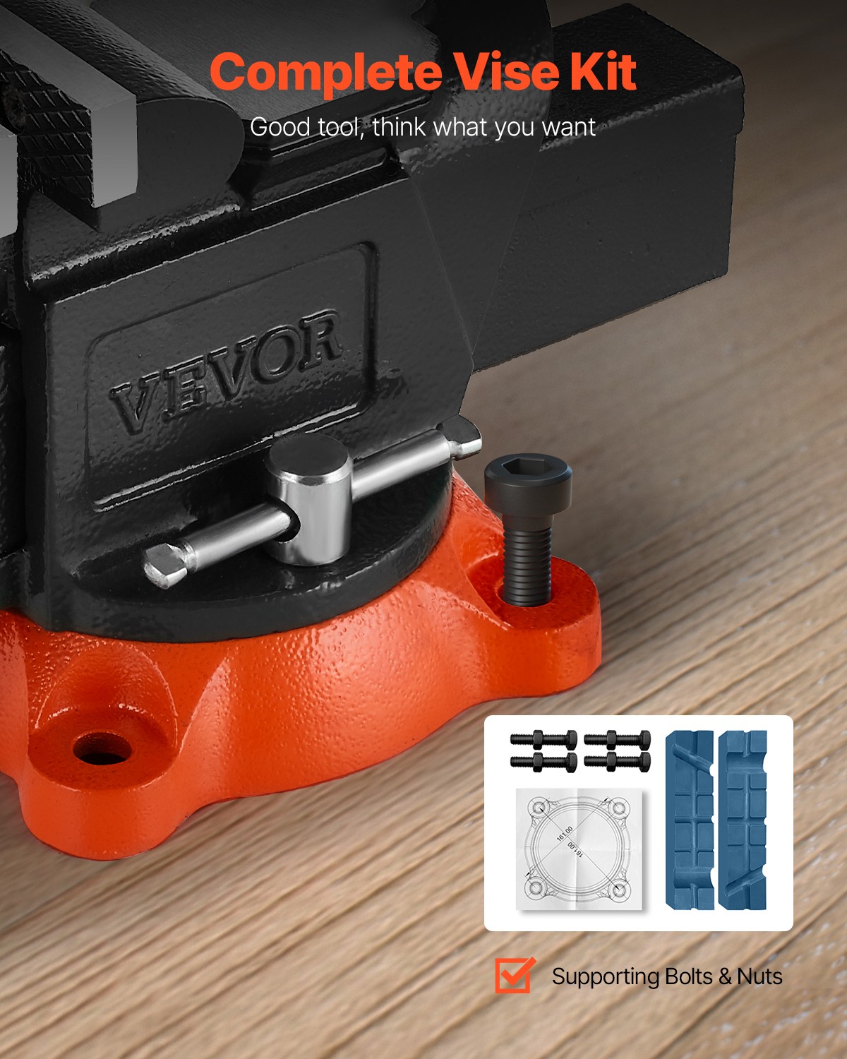 VEVOR 5" Bench Vise Multipurpose Heavy Duty Ductile Iron Swivel Locking Base