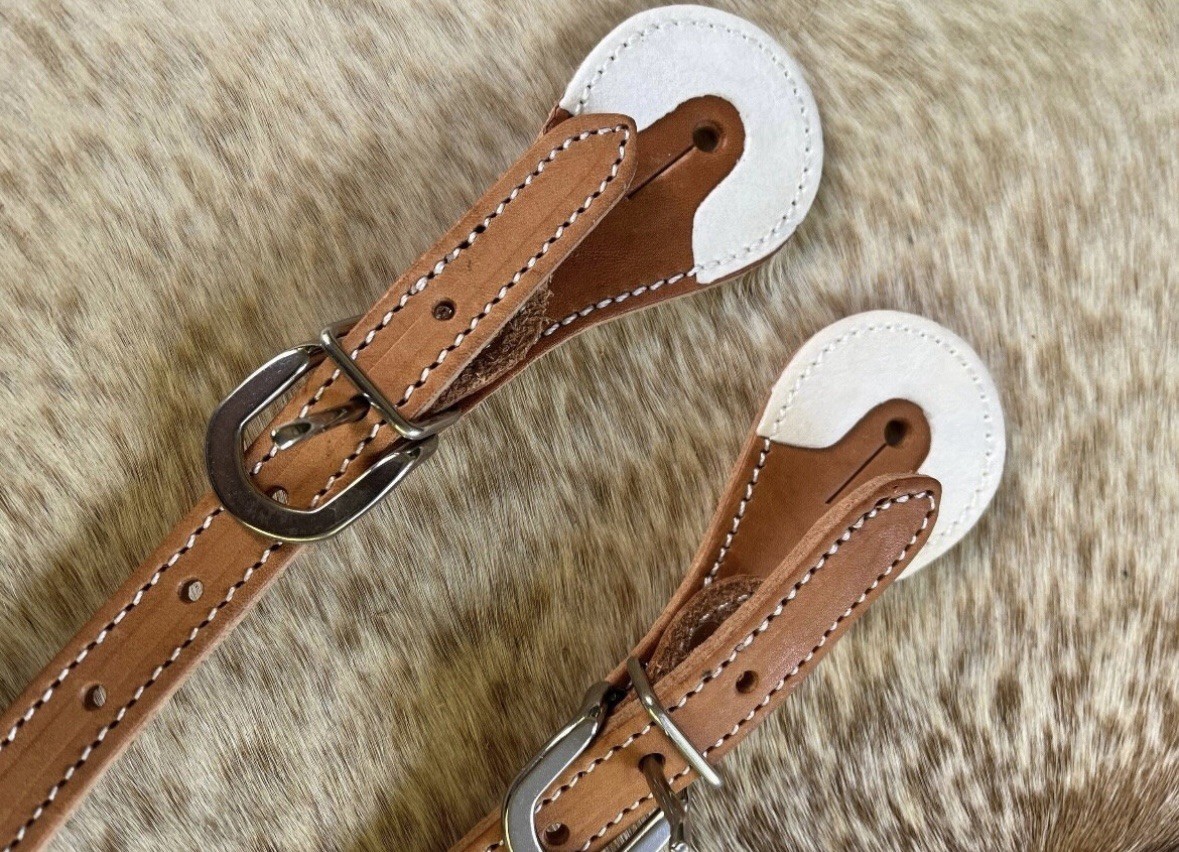 Adult Size Pair Rawhide Top Grain Leather Western Spur Straps FREE SHIPPING