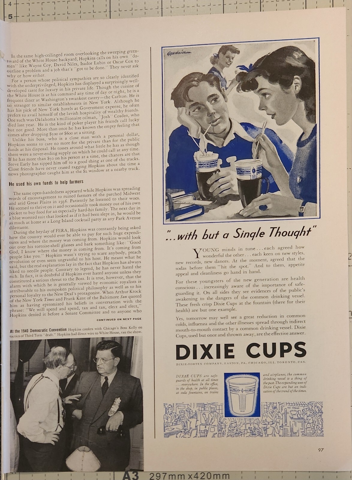 1941 Dixie Cups Vintage Ad with but a single thought